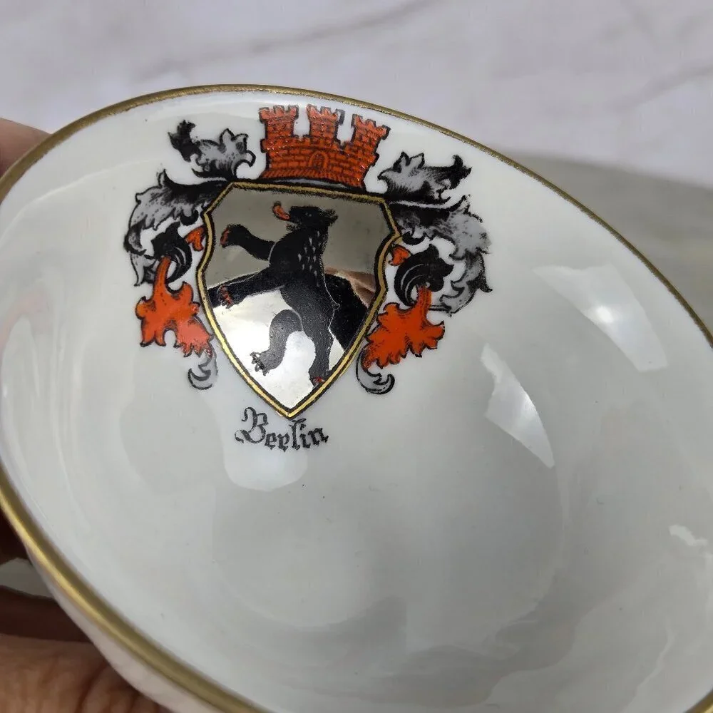 Vintage Gerold Perzellar Bavaria Demitasse Cup and Saucer Coat of Arms Berlin